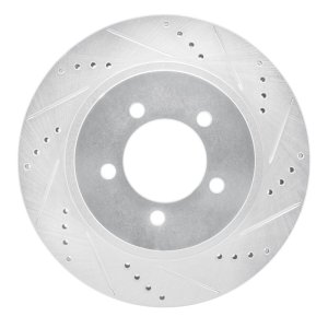 Ford Explorer Brake Rotor (1) - Front Right - R1 Concepts - Drilled & Slotted - Silver - `02-`05